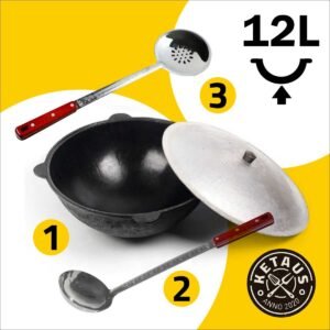 BUNDLE-комплект-казан-шумовка-половник-KK12-P48-S48-Ketaus.lt-Ketaus.lv